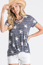 Star Print Strappy Short Sleeve Top