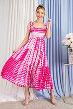 Tie Dye Tiered Maxi Dress - Pink