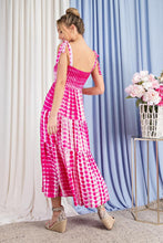 Tie Dye Tiered Maxi Dress - Pink