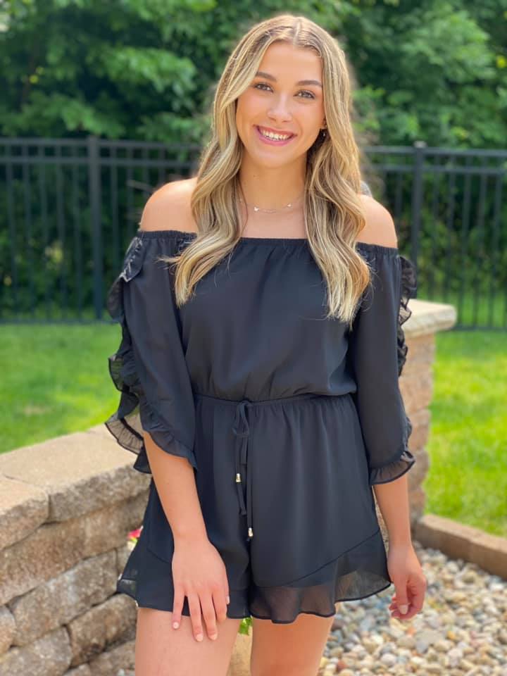 Black Ruffled Romper