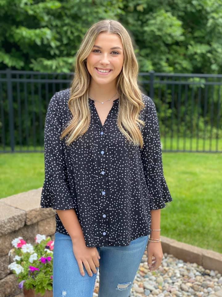 Spotted V-Neck Blouse - Restocked!!