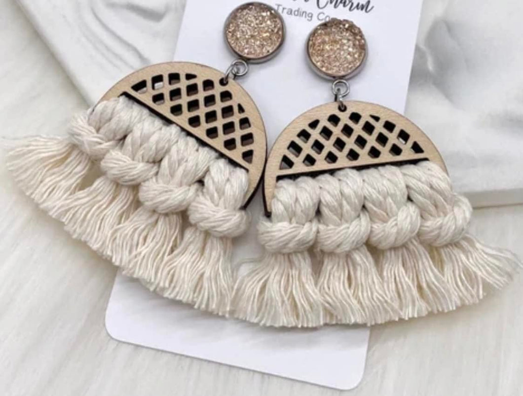 Ivory Macrame Earrings