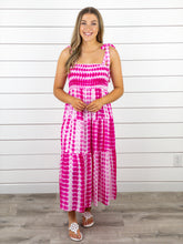 Tie Dye Tiered Maxi Dress - Pink