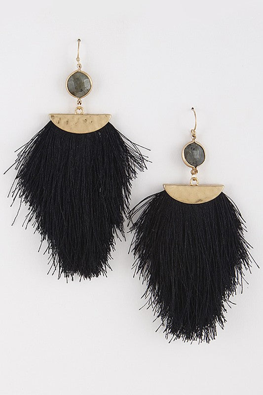 Black Fringe Tassel Earrings