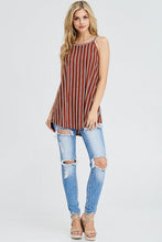 Brick Striped Button Down Back Halter Top