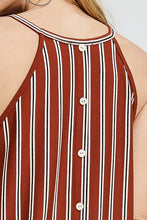 Brick Striped Button Down Back Halter Top