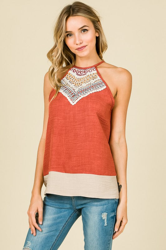 Burnt Orange Fall Halter Top