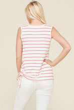 Coral Striped Sleeveless Side Tie Top
