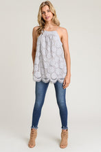 Grey High Neck Lace Detail Tank Top