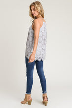 Grey High Neck Lace Detail Tank Top