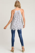 Grey High Neck Lace Detail Tank Top