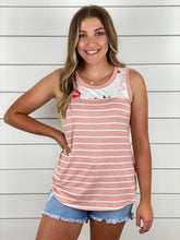 Pink Floral Stripe Tank