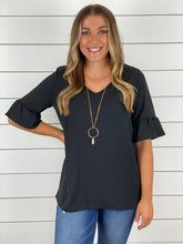 Simply Chic Ruffle Sleeve Blouse - Black