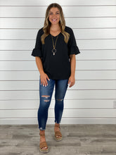 Simply Chic Ruffle Sleeve Blouse - Black