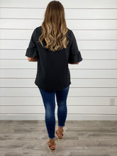 Simply Chic Ruffle Sleeve Blouse - Black
