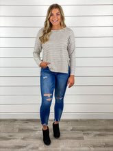 Striped Dolman Sleeve Side Tie Top
