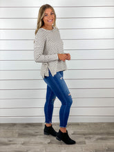 Striped Dolman Sleeve Side Tie Top