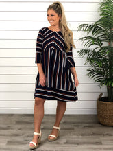Washed Dull Satin Multi Striped Dress