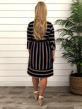 Washed Dull Satin Multi Striped Dress