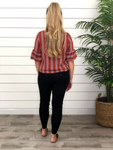 Linen Ruffle Sleeve Front Tie Top