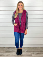 Hooded Utility Vest - Burgundy