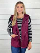 Hooded Utility Vest - Burgundy