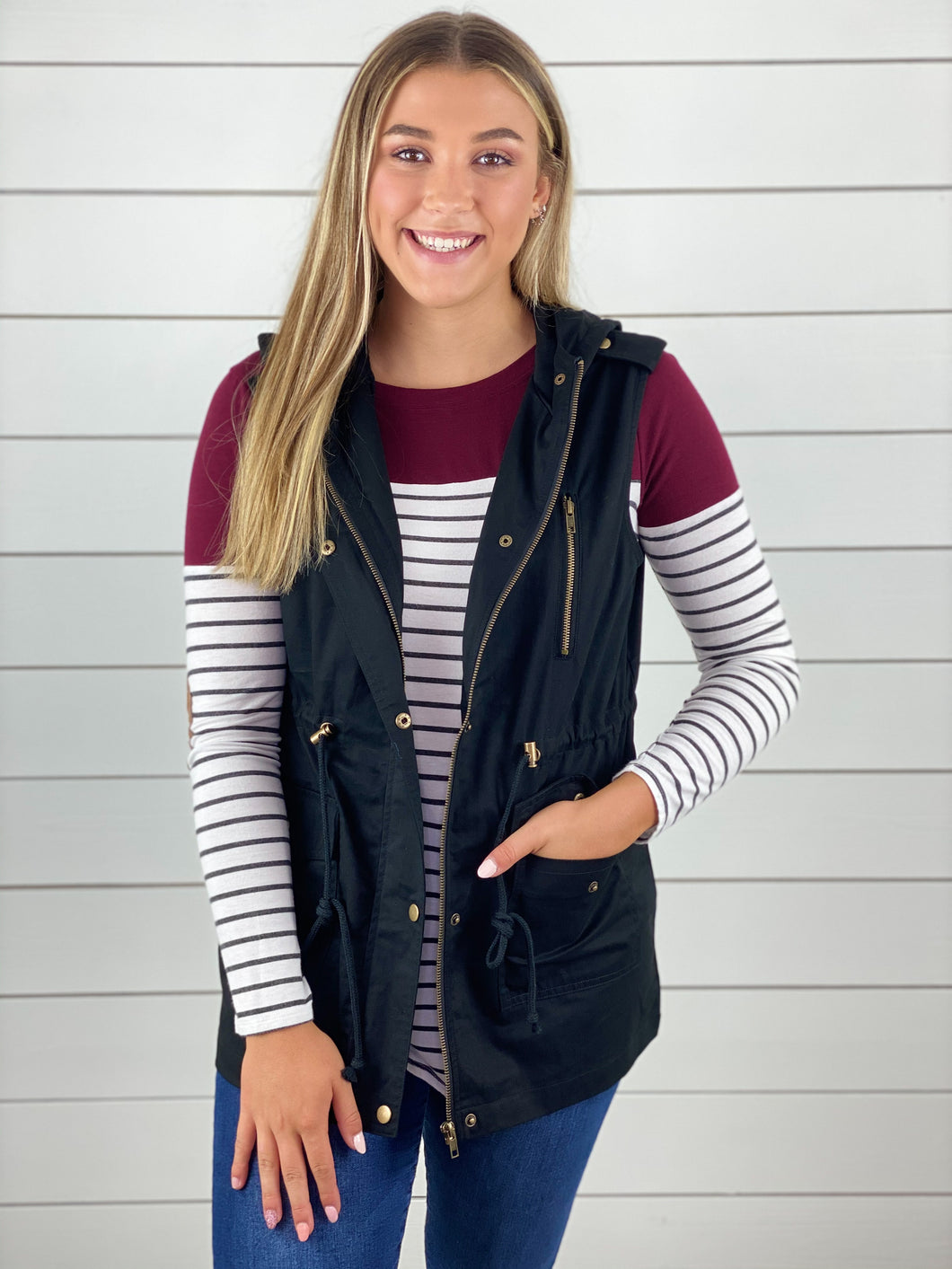Hooded Utility Vest - Black