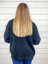 Cozy & Cute Waffle Knit Cardigan - Black