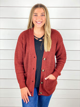Cozy & Cute Waffle Knit Cardigan - Rust