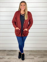 Cozy & Cute Waffle Knit Cardigan - Rust