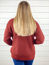 Cozy & Cute Waffle Knit Cardigan - Rust