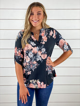Floral Half Sleeve V-Neck Top