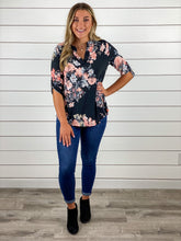 Floral Half Sleeve V-Neck Top
