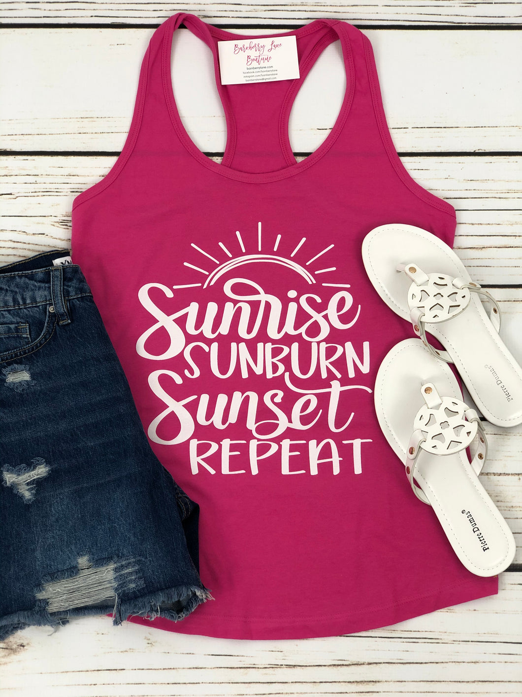 Sunrise Sunburn Sunset Repeat Racerback Tank