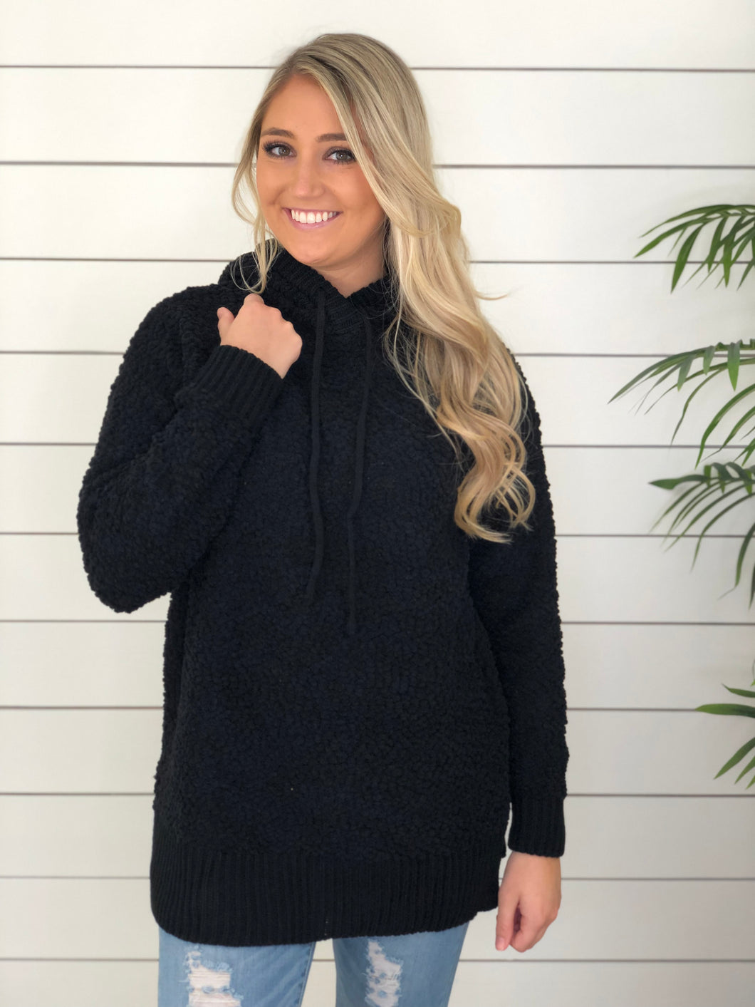 Black Popcorn Tunic Hoodie