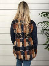 Navy Plaid Button Back Tunic