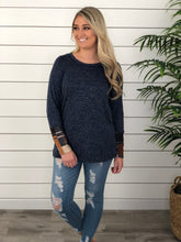 Navy Plaid Button Back Tunic
