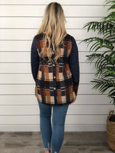 Navy Plaid Button Back Tunic
