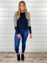 Leopard and Stripes Colorblock Top
