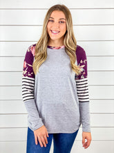 Floral Stripe Colorblock Top