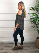 Leopard Print Cold Shoulder 3/4 Ruffle Sleeve Top