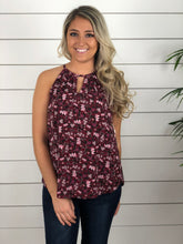 Burgundy Floral Halter Blouse