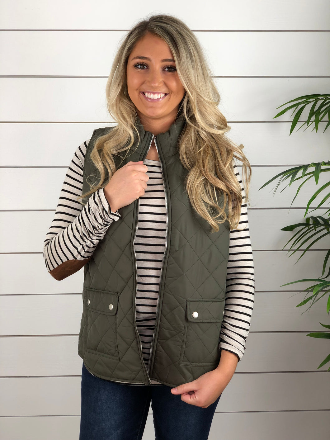 Olive Quilted Vest