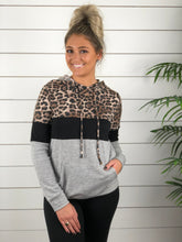 Cheetah Print Color Block Hoodie