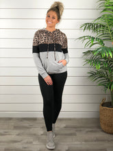 Cheetah Print Color Block Hoodie