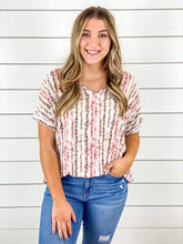Spring Striped V-Neck Blouse