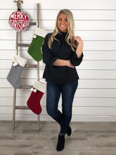 Chic Holiday Blouse - Black - Restocked!!