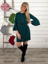 Happy Holidays Party Dress - Hunter Green