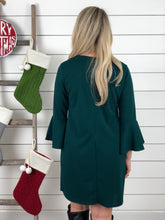 Happy Holidays Party Dress - Hunter Green
