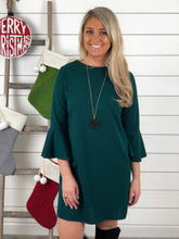 Happy Holidays Party Dress - Hunter Green